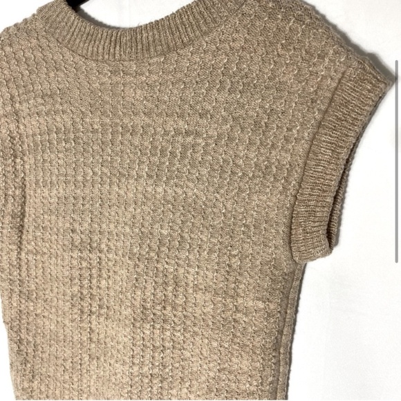 Vintage Handmade Tan Beige V Neck Knit Sweater Vest L - Picture 3 of 13